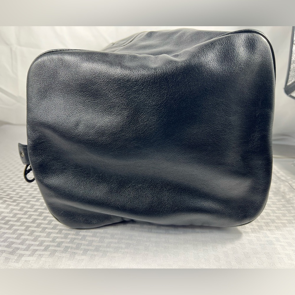 4903: Longchamp Le Foulonné Black Leather Weekender Duffel Travel Bag - Picture 6 of 16